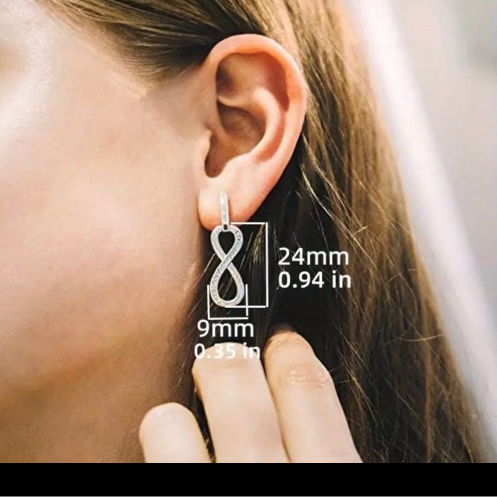 - Gorgeous Infinity Loop Earrings - Silver Plated… - image 3